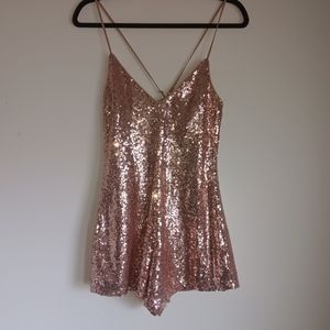 Forever 21 Sequin Rose Romper Size SM